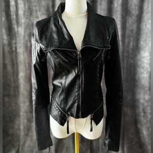 LuLus Black Faux Leather Moto Jacket – Small